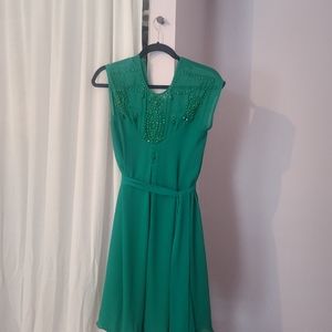 Emerald green beaded Marciano shift dress